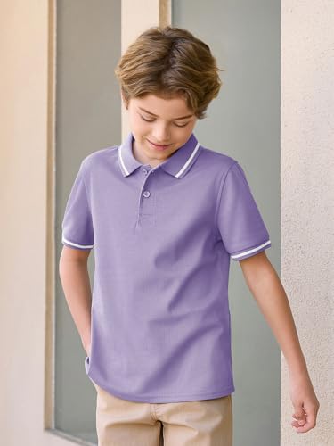 Kids Boys Short Sleeve School Uniform Polo Shirts - Pique Cotton Top 5-14 Years