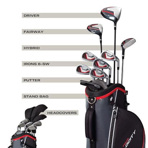 Men's Complete Golf Set with Stand Bag - Right Hand, Driver, Irons, Wedge