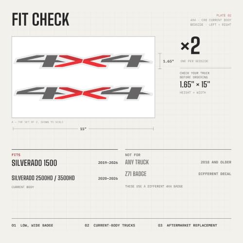 Gray Metallic 4x4 Decals for Chevrolet Silverado 2019-2026 - Bold Outdoor Sticker Set