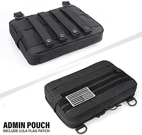 WYNEX Tactical Molle Pouch with Transparent Map Sleeve - Black Upgraded