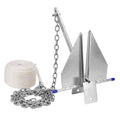 10LB Heavy Duty Boat Anchor Kit with Chain & Rope - Galvanized Marine Anchor