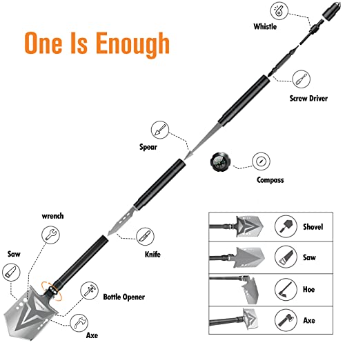 Survival Axe & Folding Shovel Set for Camping & Hiking with Extension Bars