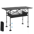 Alpha Camp Tall Folding Camping Table with Adjustable Height & Storage Mesh Basket