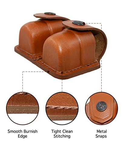 Koltster Double Leather Speedloader Pouch for 357 Magnum, 38 Special & 44 Magnum - Brown