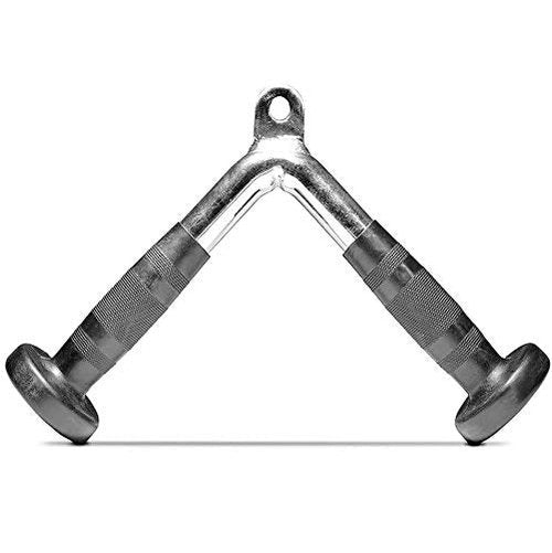 FITNESS MANIAC Home Gym Weightlifting Machine Attachments Tricep Press Push Down Bar V Handle Close Grip Cable V bar Rubber Handgrips