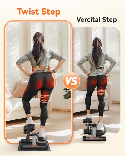 Niceday Mini Stepper with 300LBS Capacity - Home Exercise Equipment, Gray + Mat