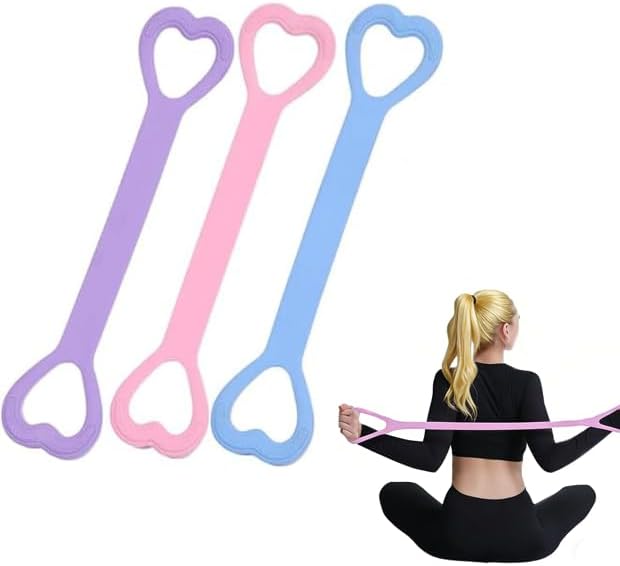 Skiennix 3-Piece Figure 8 Resistance Bands - Durable Exercise Bands with Handles for Women | Perfect for Arm, Back, and Shoulder Stretching
