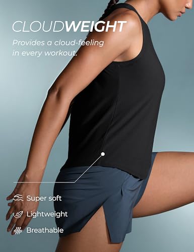 Open Back Workout Tank Top for Women - Small Black Cloudweight Fitness Top