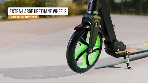 Razor A5 Lux Light Up Kick Scooter - Green, Adjustable, Foldable