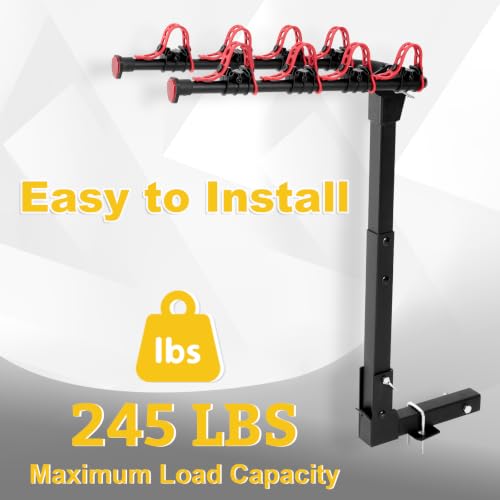 4 Bike Hitch Mount Rack for Car - Heavy Duty Steel, 245 lbs Capacity, Foldable & Tilt