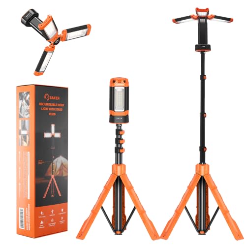 Saker Portable Camping Work Light with Stand & 12000mAh Battery - Model LD10 (Standard)
