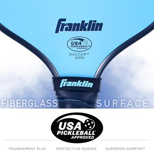 Franklin Sports Dagger Fiberglass Pickleball Paddle Set with 4 Official USAPA Balls