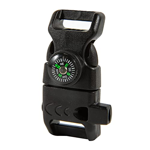 Emergency Whistle Buckle with Compass Fire Starter & Flint for Camping Survival