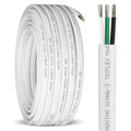 12/3 Marine Grade Wire 100FT Triplex Copper Cable - White PVC Insulation