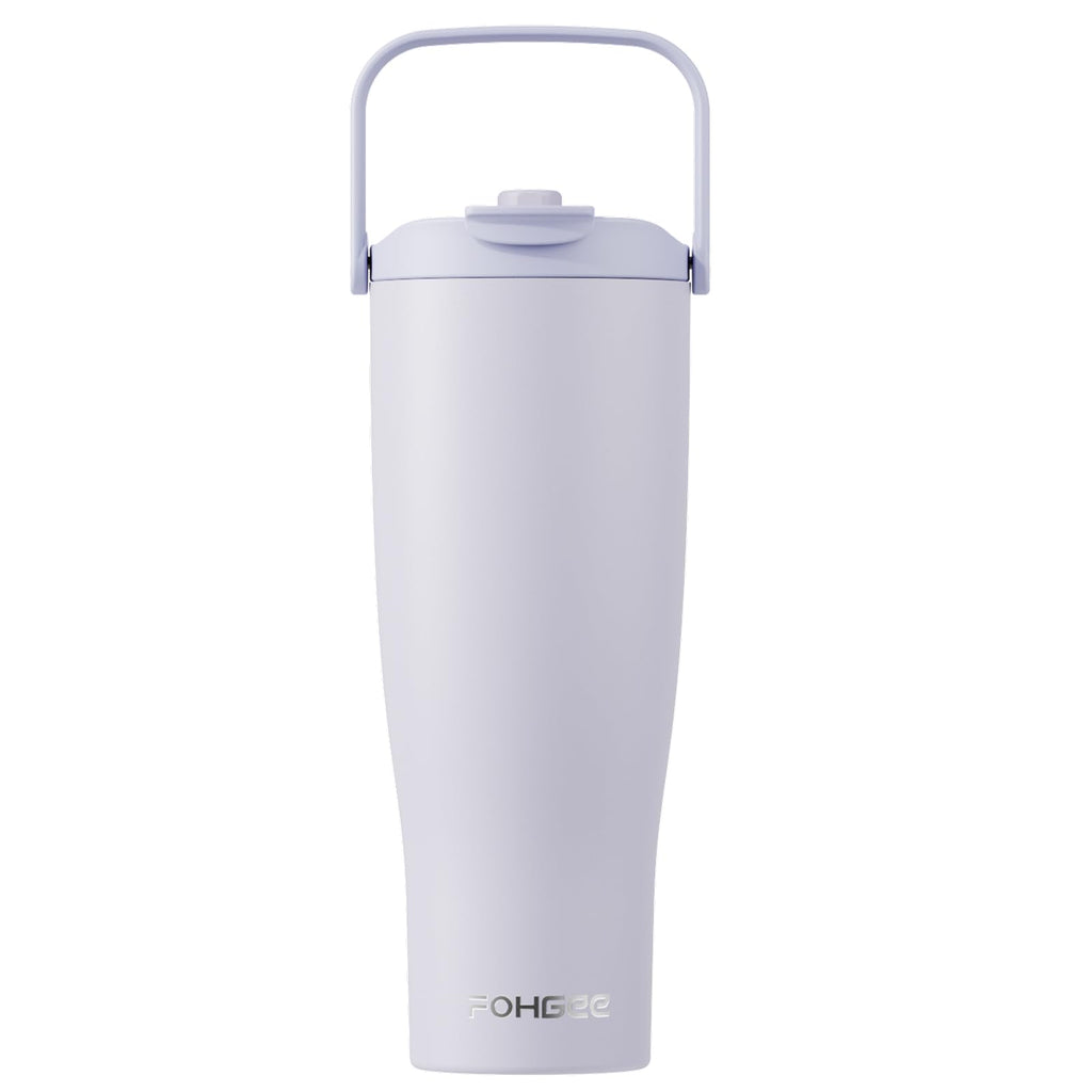 FOHGEE 40oz Insulated Stainless Steel Tumbler with Straw & Carry Loop – Leak-Proof, Spill-Proof, BPA-Free, Dishwasher Safe Travel Mug for Iced Coffee Lovers, Lilac Purple