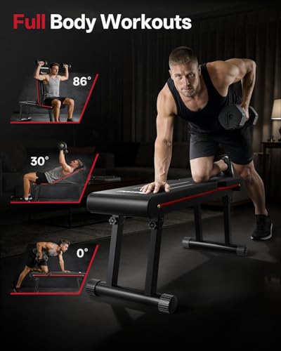 PASYOU Adjustable Weight Bench with 660LB Capacity, Foldable Incline Flat Workout Bench for Home Gym