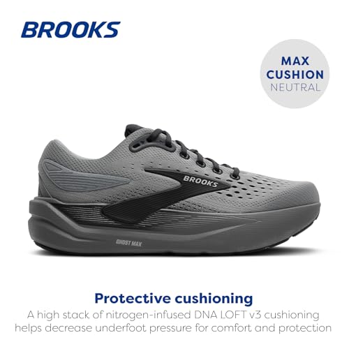 Brooks Men’s Ghost Max 3 Running Shoe - Primer Grey/Ebony, Size 10
