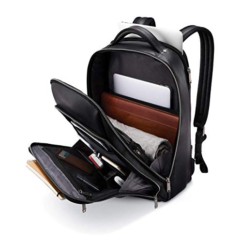 Samsonite Classic Leather Backpack One Size Black Business Travel Laptop Bag