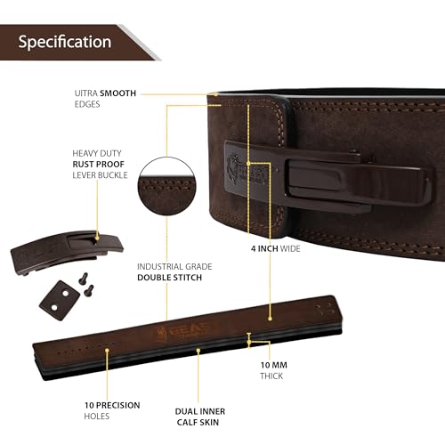 Brown Medium Lever Weight Lifting Belt for Powerlifting Support - Beast Power Gear