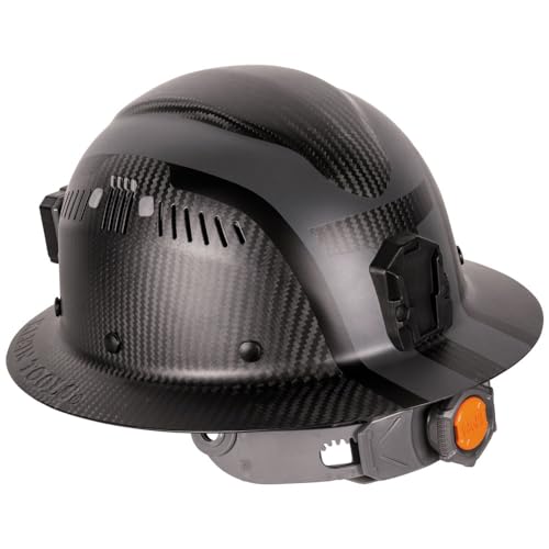 Klein Tools K12 Series Carbon Fiber Hard Hat with Light - One Size, Vented, Full Brim, Class C