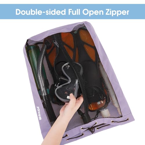 WANDF Mesh Beach Backpack for Swimmers - Purple, Large Capacity
