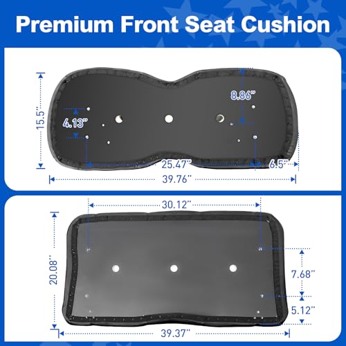 NOKINS Black Front Seat Kit for EZGO TXT 1994-Up & RXV 2008-Up Golf Carts