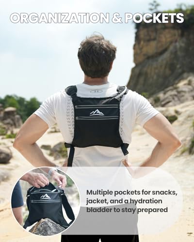 Zelvot Running Vest with 1L Water Bladder - Black, Medium-Large
