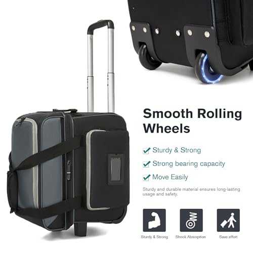 Single Roller Bowling Ball Bag with Shoe Compartment, Wheels & Handle