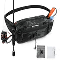 Fishing Waist Bag with Rod Holder - Black Camo, Versatile Tackle Organizer
