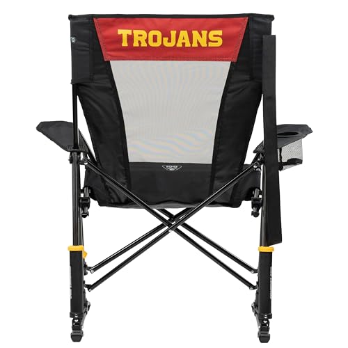 USC Trojans Camping Rocking Chair - Portable Folding Outdoor Seat with Drink Holder