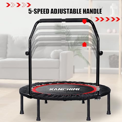 48-Inch Folding Mini Fitness Trampoline with Handle - Black, 330lbs Capacity