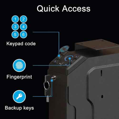 VERPROOF PS0230-BLACK Biometric Gun Safe for Handgun, Fingerprint & Key, Black