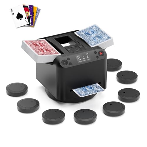 Black 2-in-1 Automatic Card Shuffler and Dealer Machine with 8 Remotes - MagicDealer