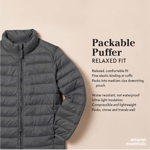 Kids Waterproof Puffer Jacket - Large Navy Lightweight & Packable