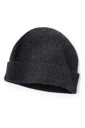 Men's Charcoal Cashmere Ribbed Cuffed Hat - Ultra Plush One Size