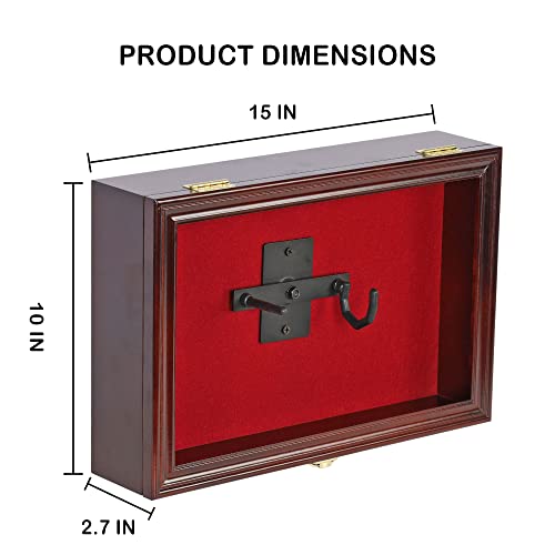 Mahogany Finish Wall Mount Gun Display Case with Lock & UV-Protected Acrylic Door