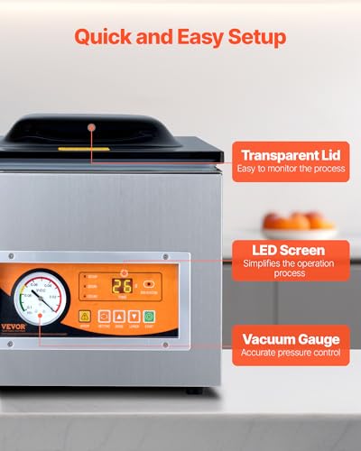 VEVOR Chamber Vacuum Sealer 120W Silver - Commercial Food & Meat Packaging Machine