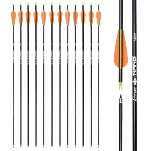28 Inch Orange Carbon Hunting Arrows with Removable 100 Grain Tips - Pack of 12