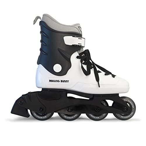 RollingBunny Women's Inline Skates Black/White US Size 7 - Outdoor & Indoor, Durable Shell & Support
