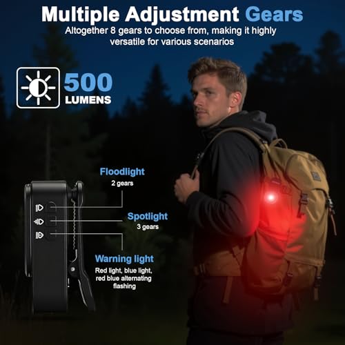 Clip-On EDC Flashlight 500 Lumens Rechargeable Black - Compact & Waterproof