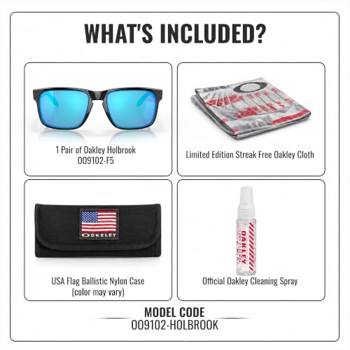 Oakley Holbrook OO9102 Square Sunglasses Polished Black Frame with Prizm Sapphire Lenses - One Size