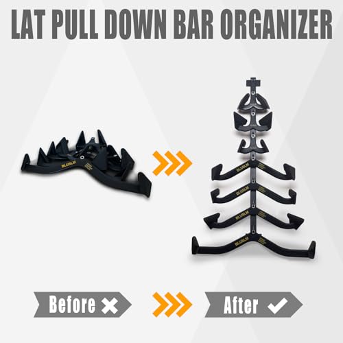 Wall Mounted Lat Pull Down Bar Organizer with Hooks - Cable Attachment Storage Rack - Variation of Cable Attachment Rack2
