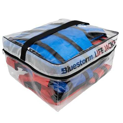 Adult Universal Life Jacket - Red & Cobalt Blue 4 Pack, USCG Approved Type 3