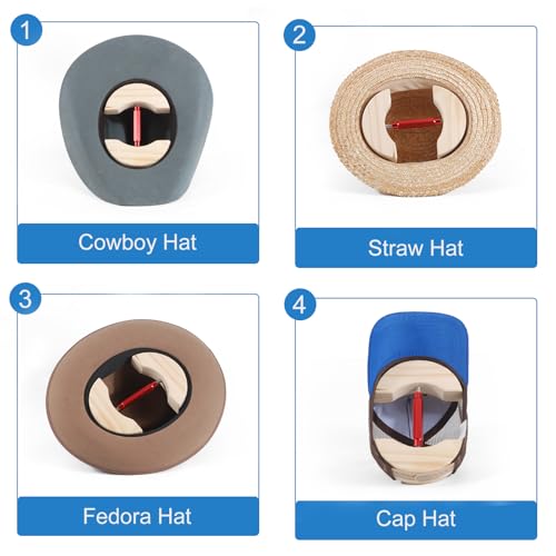 Walnut Wooden Hat Stretcher for Men and Unisex Fitted Cowboy and Baseball Caps - Large Red Round Variation