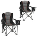 ALPHA CAMP Grey/Black 2-Pack Oversized Camping Folding Chairs with Lumbar Support
