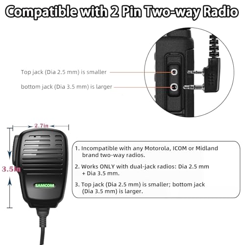 SAMCOM Waterproof Shoulder Mic for Two Way Radios - Large Pack of 6