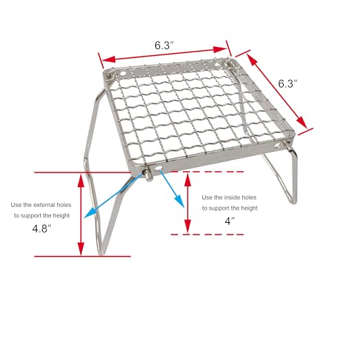 Foldable Camping Grill with Stainless Steel Woven Grate & Storage Bag