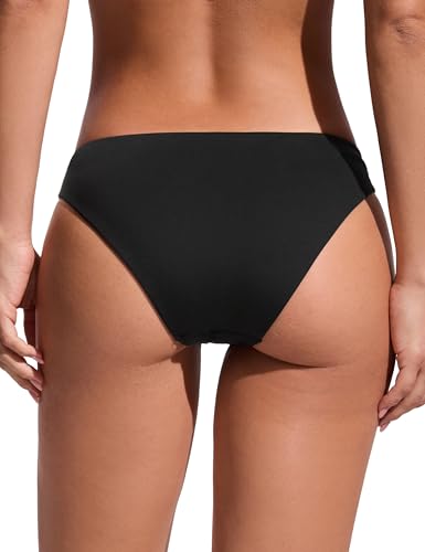 Low Waisted Bikini Bottoms for Women - Small Black Swimwear