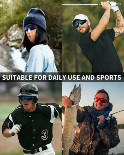 Rosemal Polarized Sunglasses for Men Women Sport Run Cycling Sun Glasses Whiteblue Frame Blue Lens