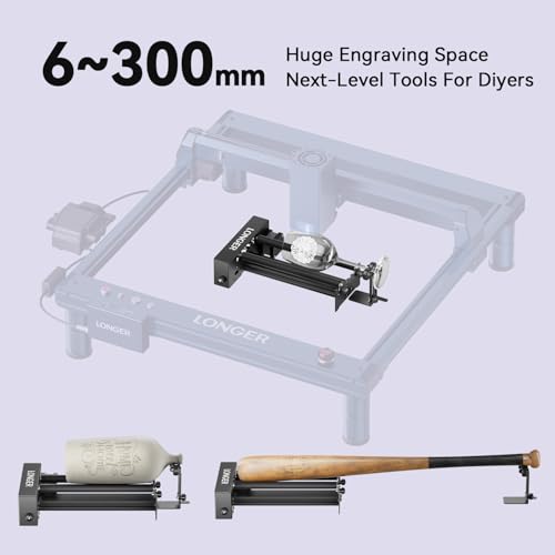 Longer Rotary Roller Series for Laser Engravers 268x184x60mm 360° Cylindrical Object Engraving